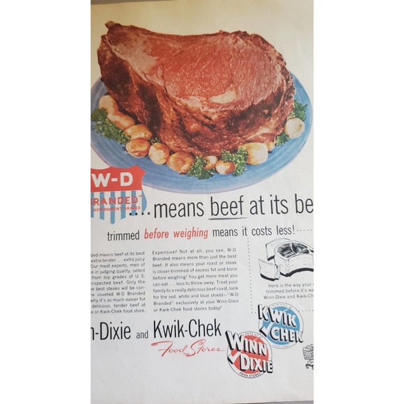 Winn Dixie and Kwik Check Beef Magazine Advertisement 1961 - Picture 2 of 4